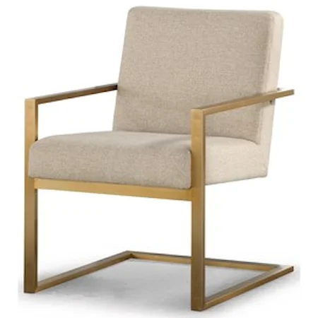 Contemporary Arm Dining Chair with Cantilever Base in Gold Finish